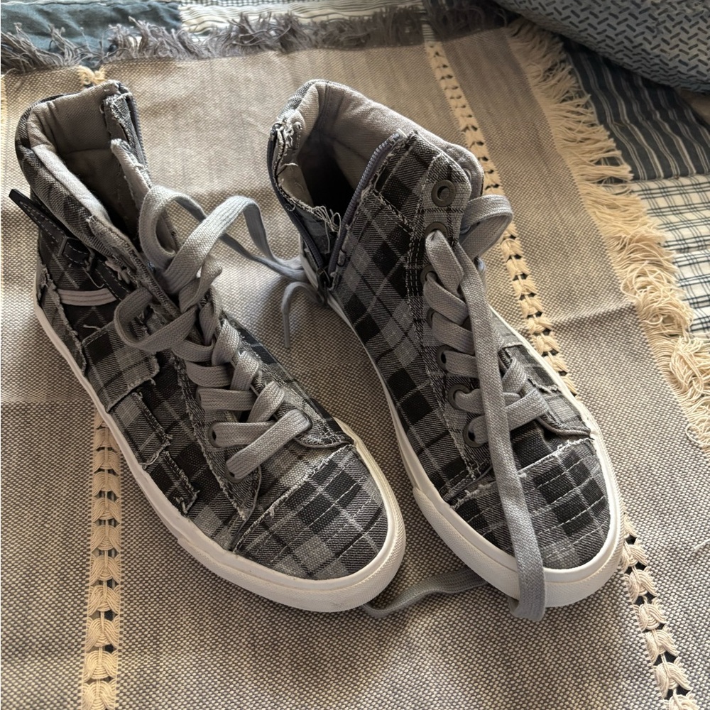 Blowfish Gray Plaid High-Top Sneakers